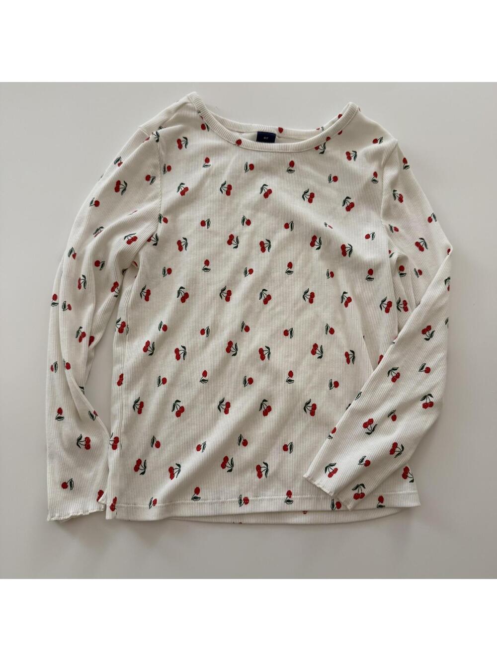 6/7 Cherries Long Sleeve Ribbed Top